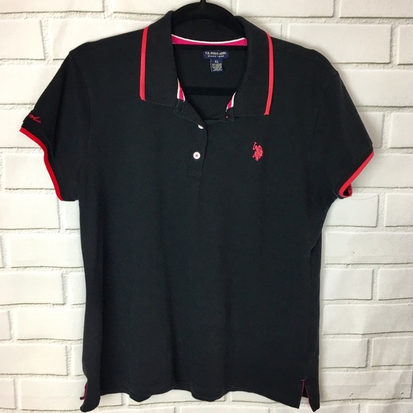 U.S. Polo Assn. Tops - ⬇️U.S. Polo Assn. Black & Hot Pink Polo Shirt S:XL